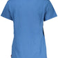 Elegant Blue Cotton Tee with Classic Print