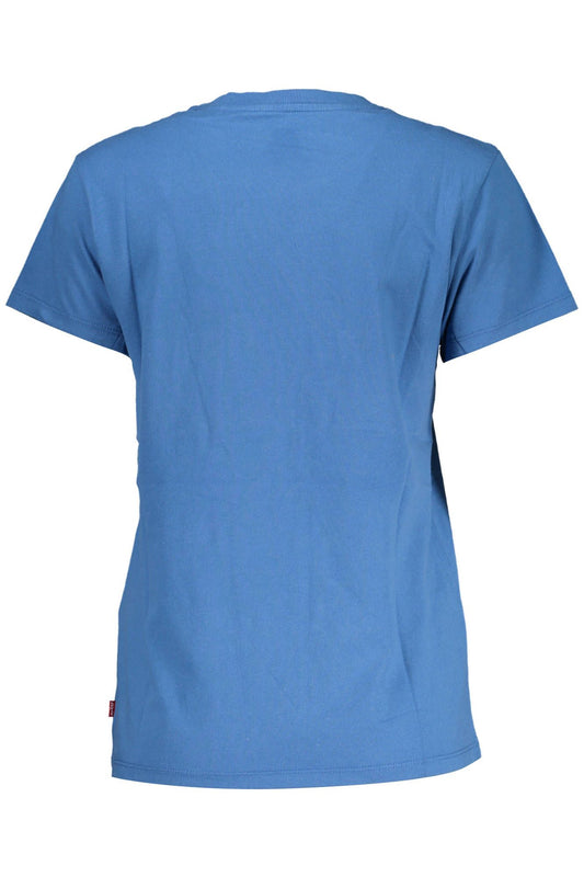 Elegant Blue Cotton Tee with Classic Print