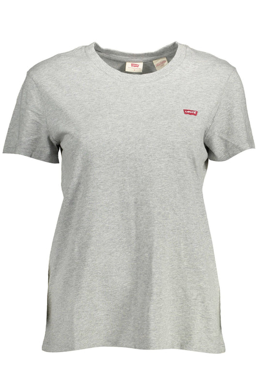 Chic Gray Round Neck Cotton Tee