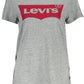 Chic Gray Printed Logo Cotton Tee for Women