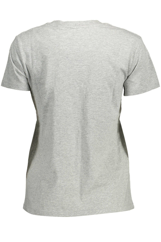 Chic Gray Round Neck Cotton Tee