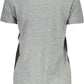 Chic Gray Printed Logo Cotton Tee for Women