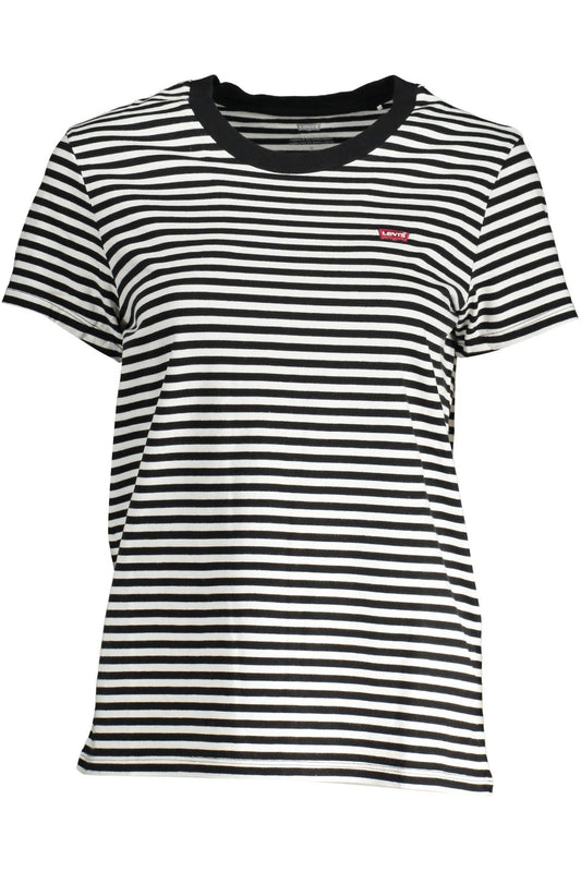 Chic Black Cotton Tee with Classic Logo