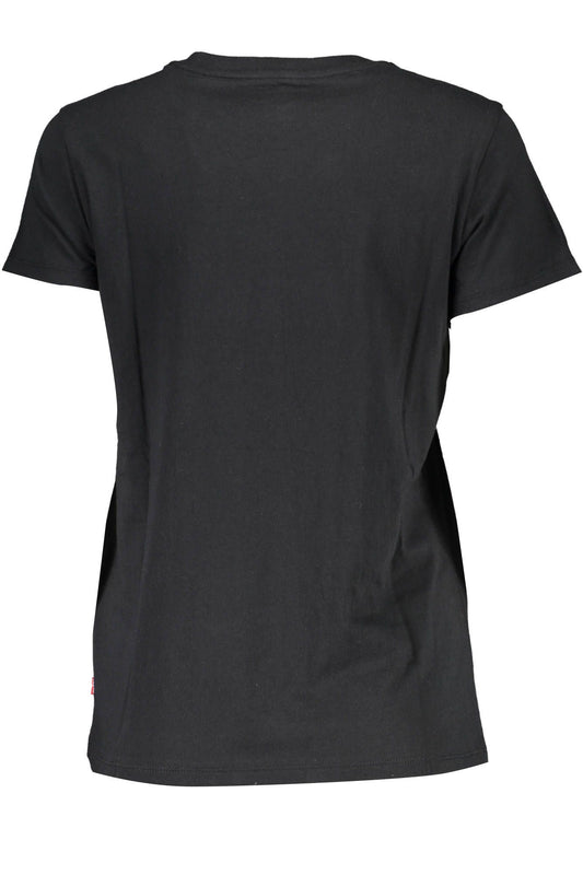 Chic Black Cotton Tee with Iconic Print