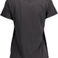 Chic V-Neck Cotton Tee with Emblematic Appeal