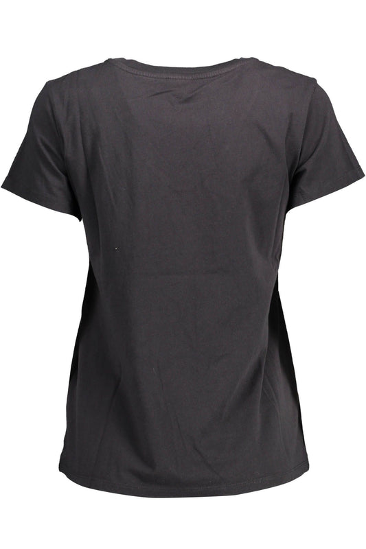 Chic V-Neck Cotton Tee with Emblematic Appeal