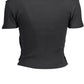 Chic Black Cotton Tee with Button Detail