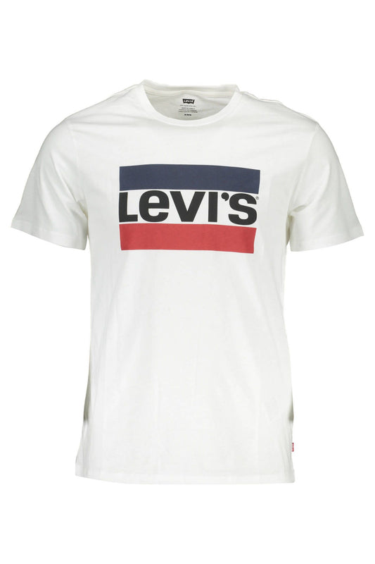 Crisp White Crew Neck Cotton Tee with Logo Print