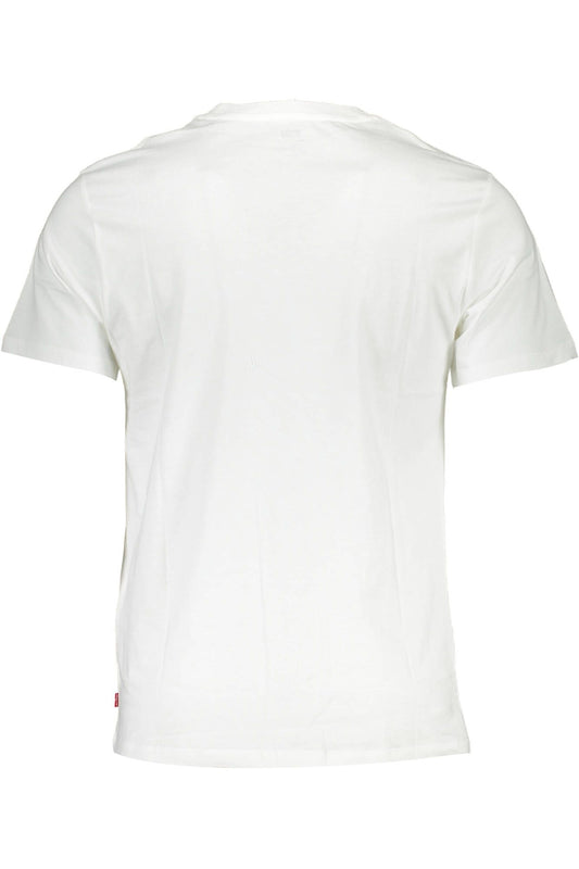 Crisp White Crew Neck Cotton Tee with Logo Print
