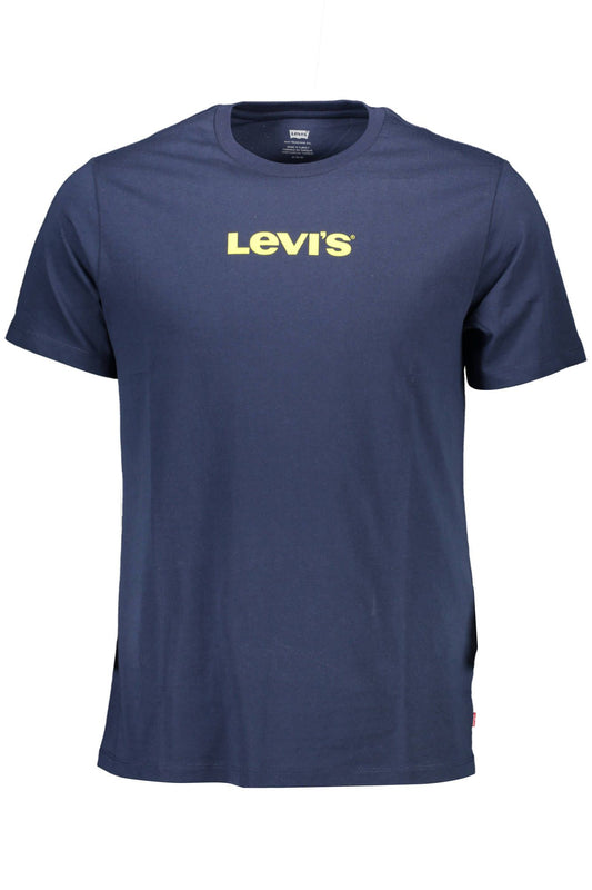 Crew Neck Logo Print Blue Tee