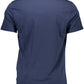 Crew Neck Logo Print Blue Tee