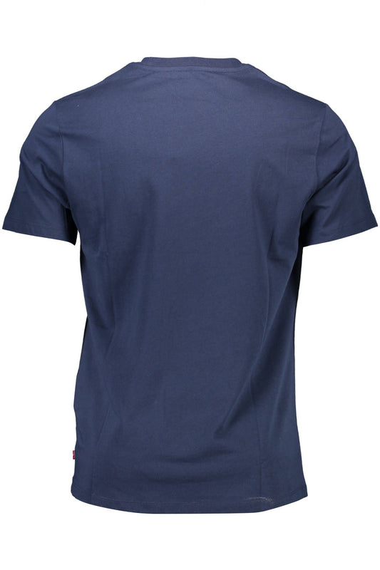 Crew Neck Logo Print Blue Tee