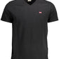 Elegant V-Neck Black Cotton Tee