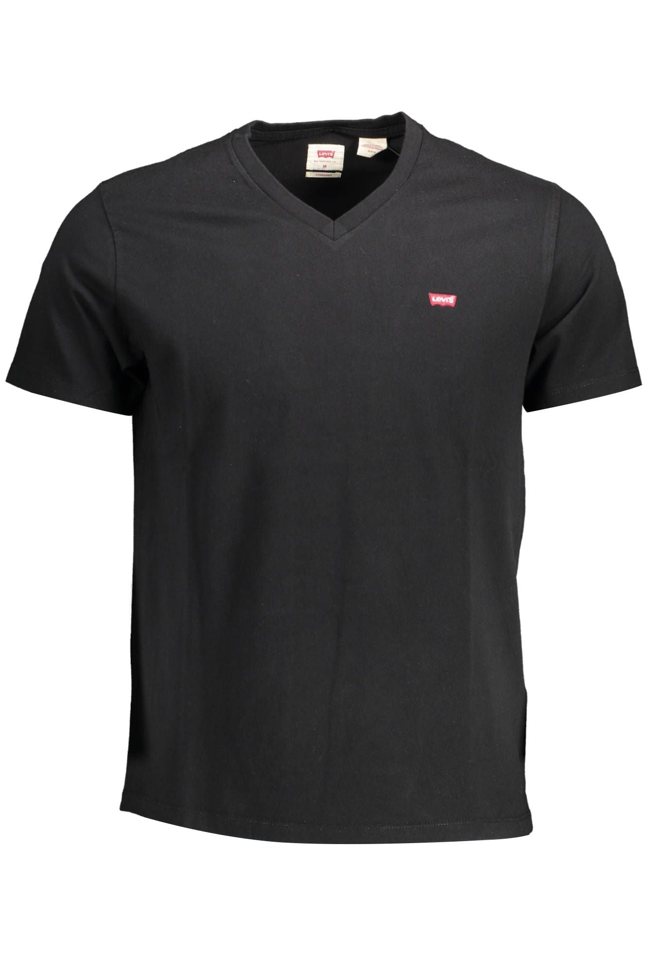 Elegant V-Neck Black Cotton Tee