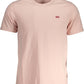 Chic Pink Cotton Crew Neck Tee with Logo Detail