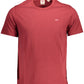 Vibrant Red Round Neck Tee with Logo Detail