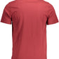 Vibrant Red Round Neck Tee with Logo Detail