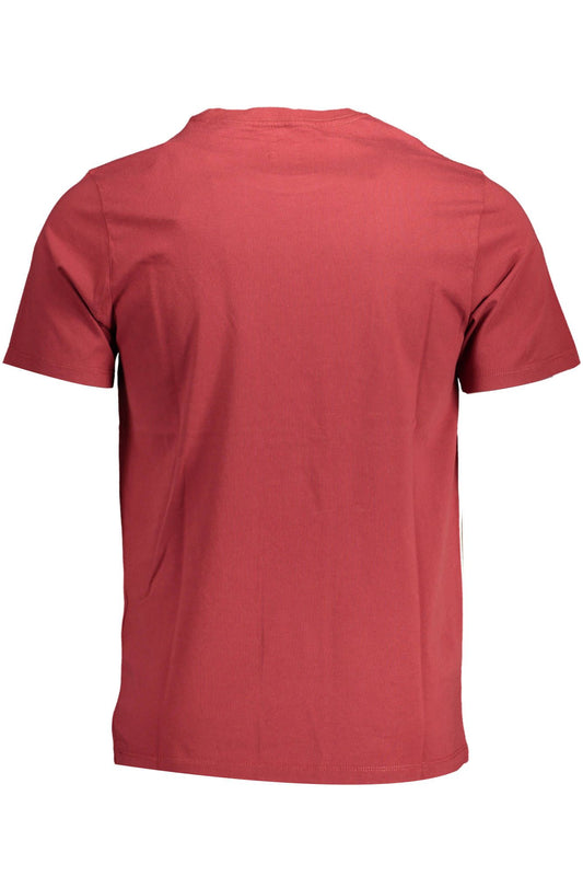 Vibrant Red Round Neck Tee with Logo Detail