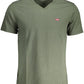 Chic V-Neck Cotton Tee in Lush Green
