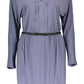 Chic V-Neck Long Sleeve Short Dress with Logo