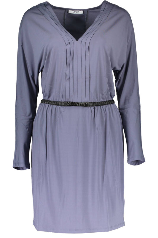 Chic V-Neck Long Sleeve Short Dress with Logo