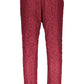 Elegant Red Lace Pattern Trousers with Logo Detail