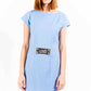 Chic Light Blue Cotton Mini Dress with Logo Detail