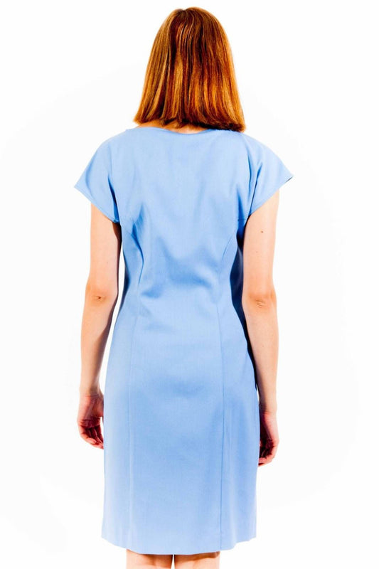Chic Light Blue Cotton Mini Dress with Logo Detail