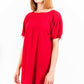 Elegant Red Wool Dress with Logo Detail