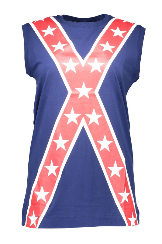 Chic Blue Logo Print Tank Top