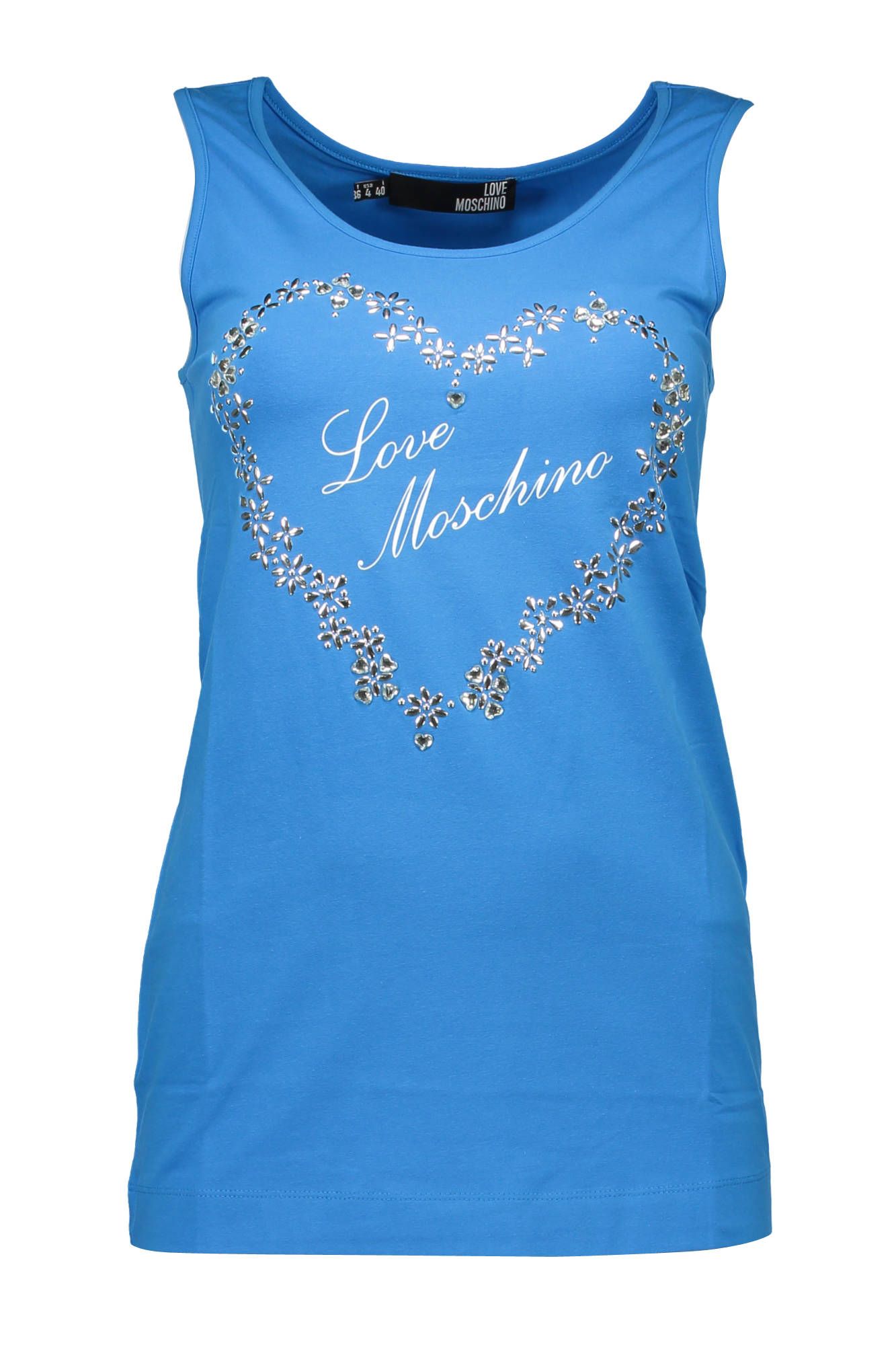 Chic Blue Embellished Logo Tank Top