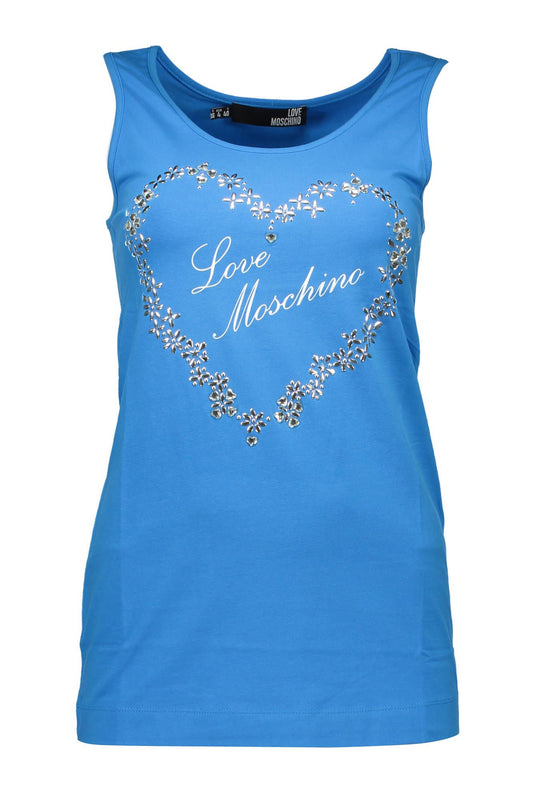 Chic Blue Embellished Logo Tank Top