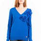 Embroidered V-Neck Long Sleeve Sweater