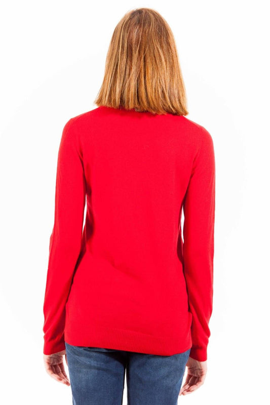 Chic Embroidered Logo Red Sweater