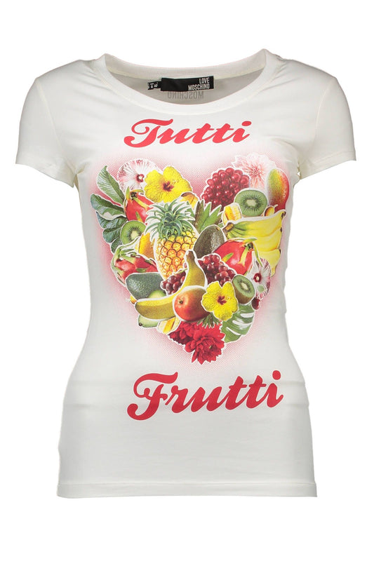 Chic White Cotton Tee with Designer Print