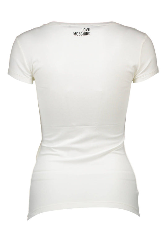 Chic White Cotton Tee with Designer Print