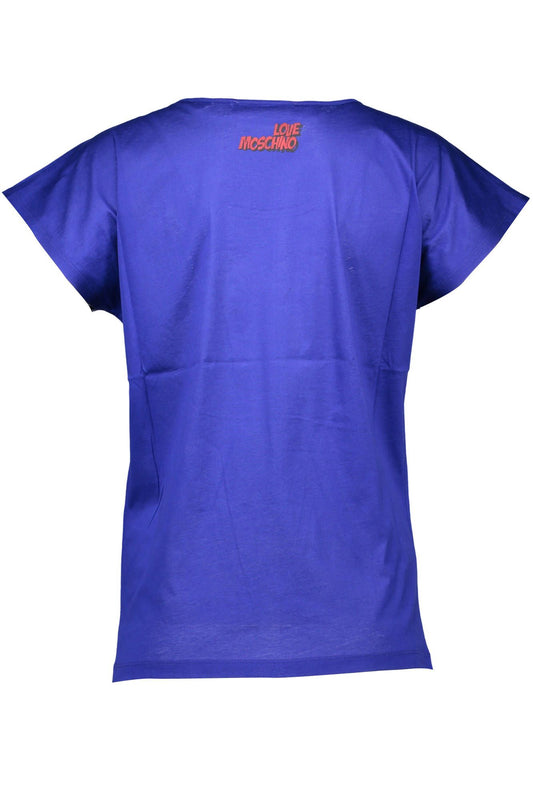 Chic Blue Logo Tee with Wide Neck