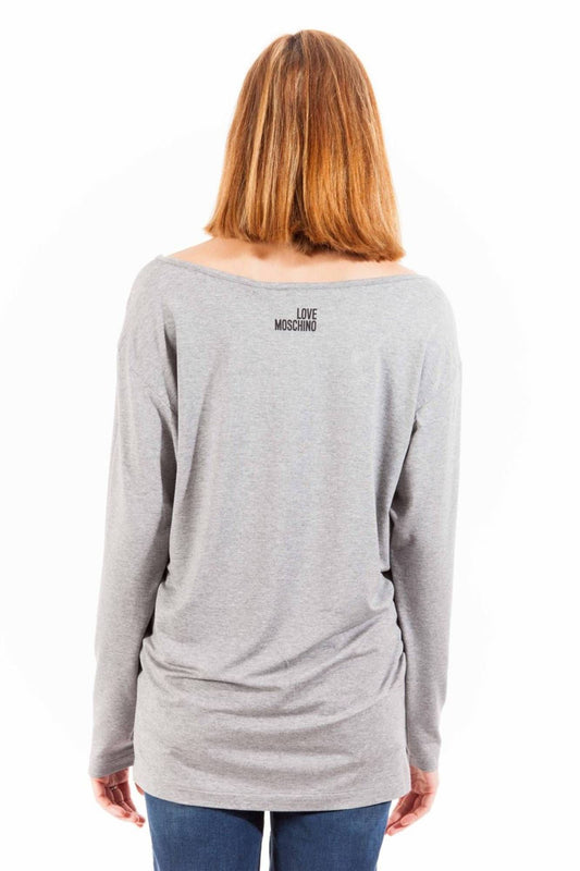 Elegant Long Sleeve Logo Print Tee