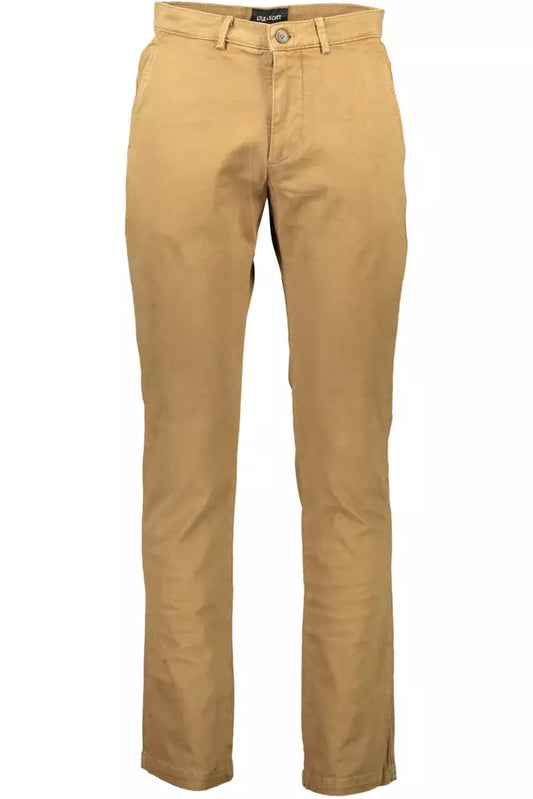 Beige Cotton Stretch Chinos for Men