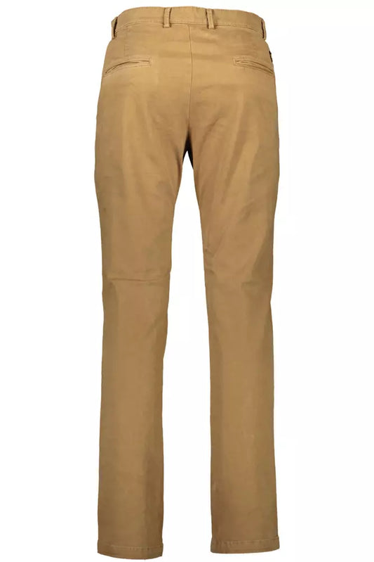 Beige Cotton Stretch Chinos for Men