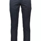 Elegant Blue Cotton Stretch Trousers