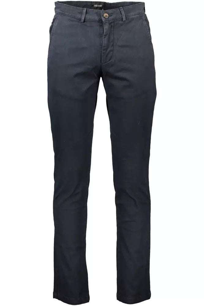 Elegant Blue Cotton Stretch Trousers