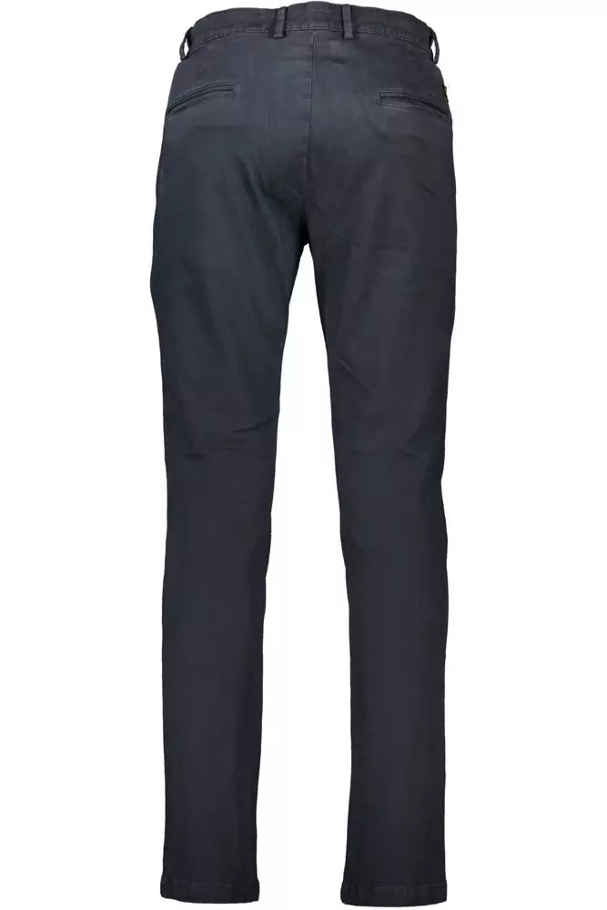 Elegant Blue Cotton Stretch Trousers