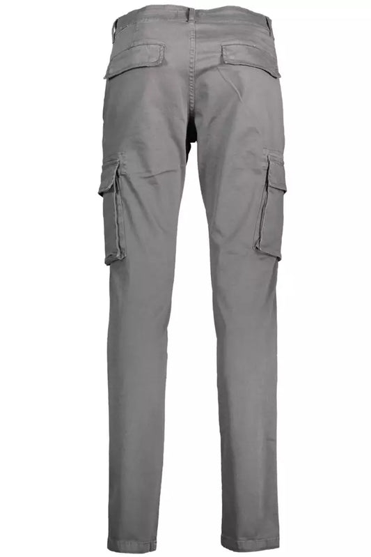 Sleek Gray Cotton Blend Trousers