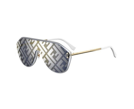 Fendi Men's Blue Lens Classic Gold Silver Monogram Sunglasses