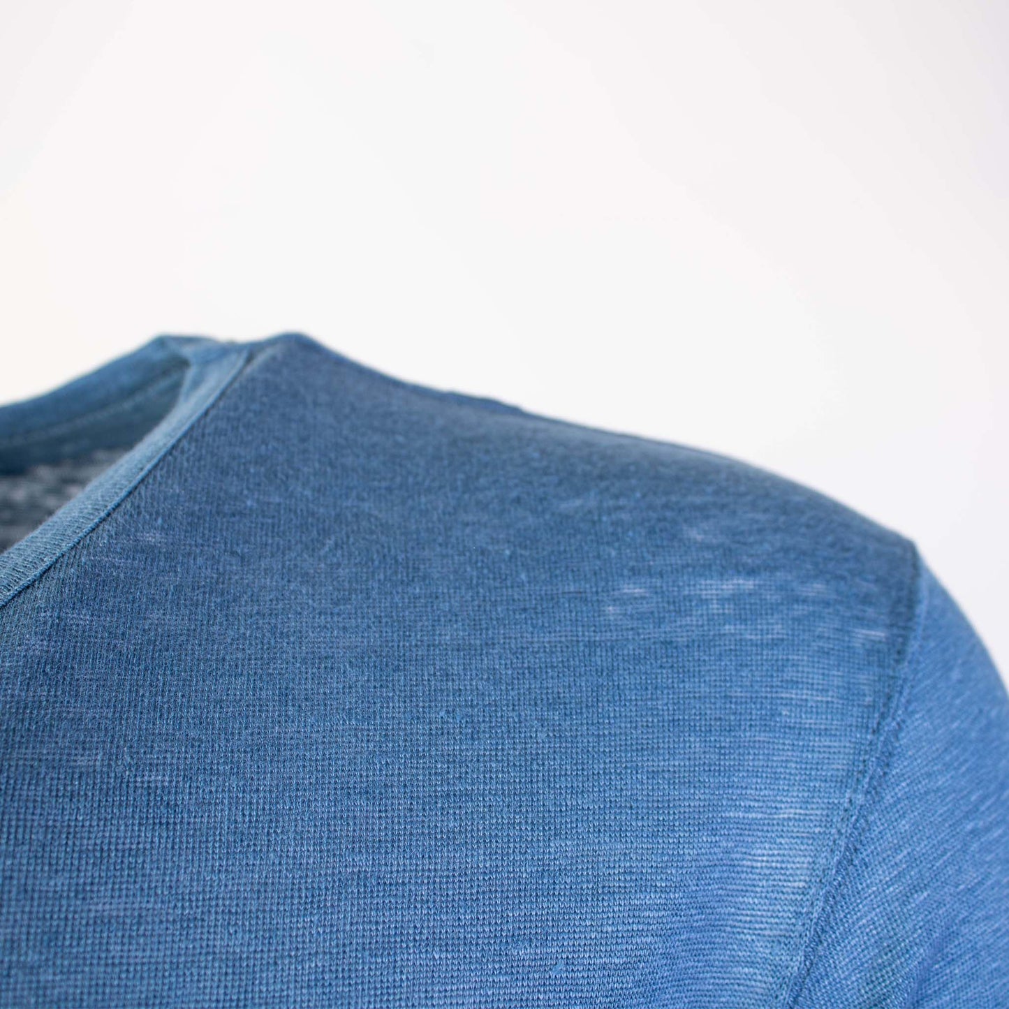 Powder Blue Wool T-Shirt with Embroidered Detail