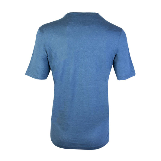 Powder Blue Wool T-Shirt with Embroidered Detail