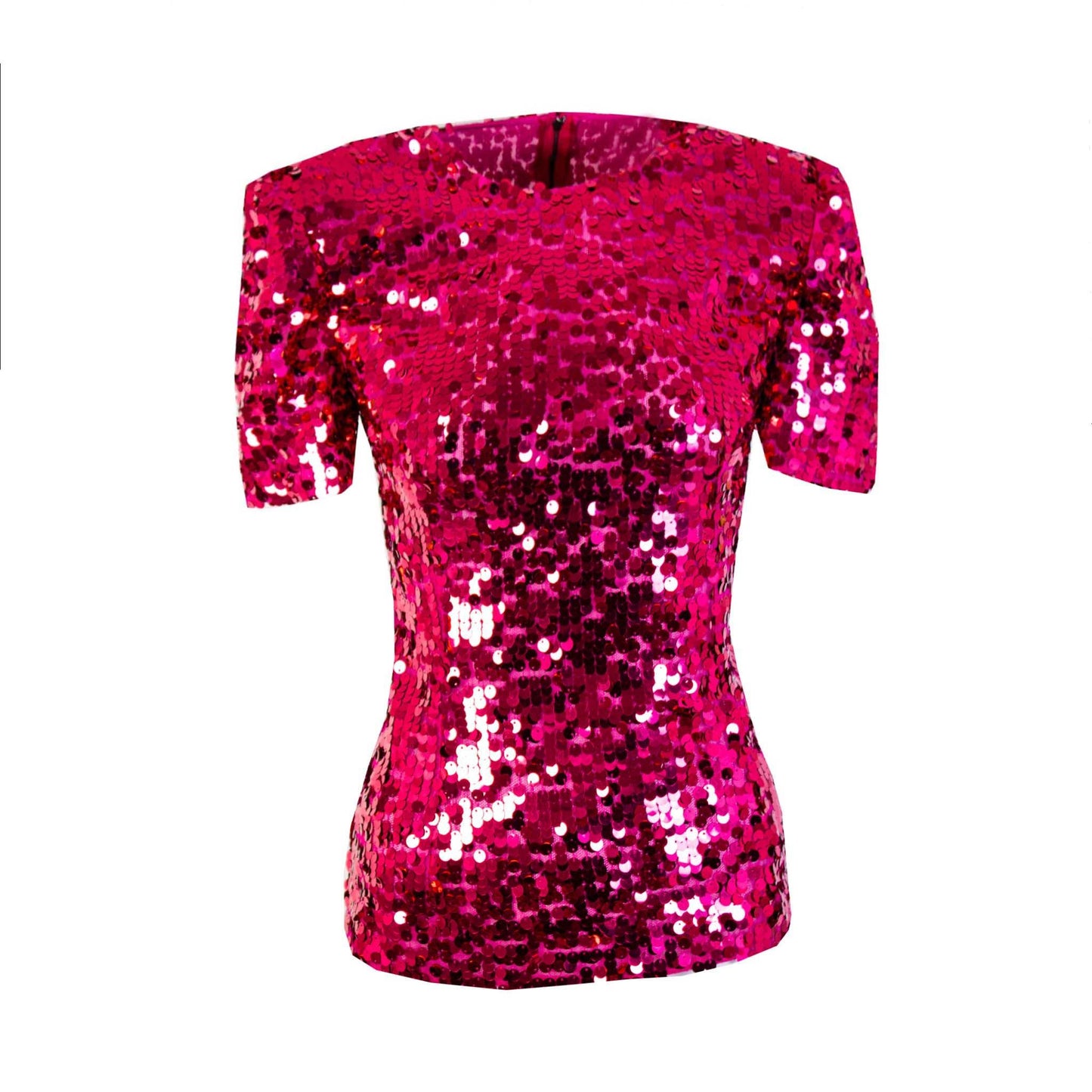 Cherry Red Sequined Tulle Top