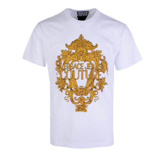 White Gold Crystal Baroque Print T-Shirt