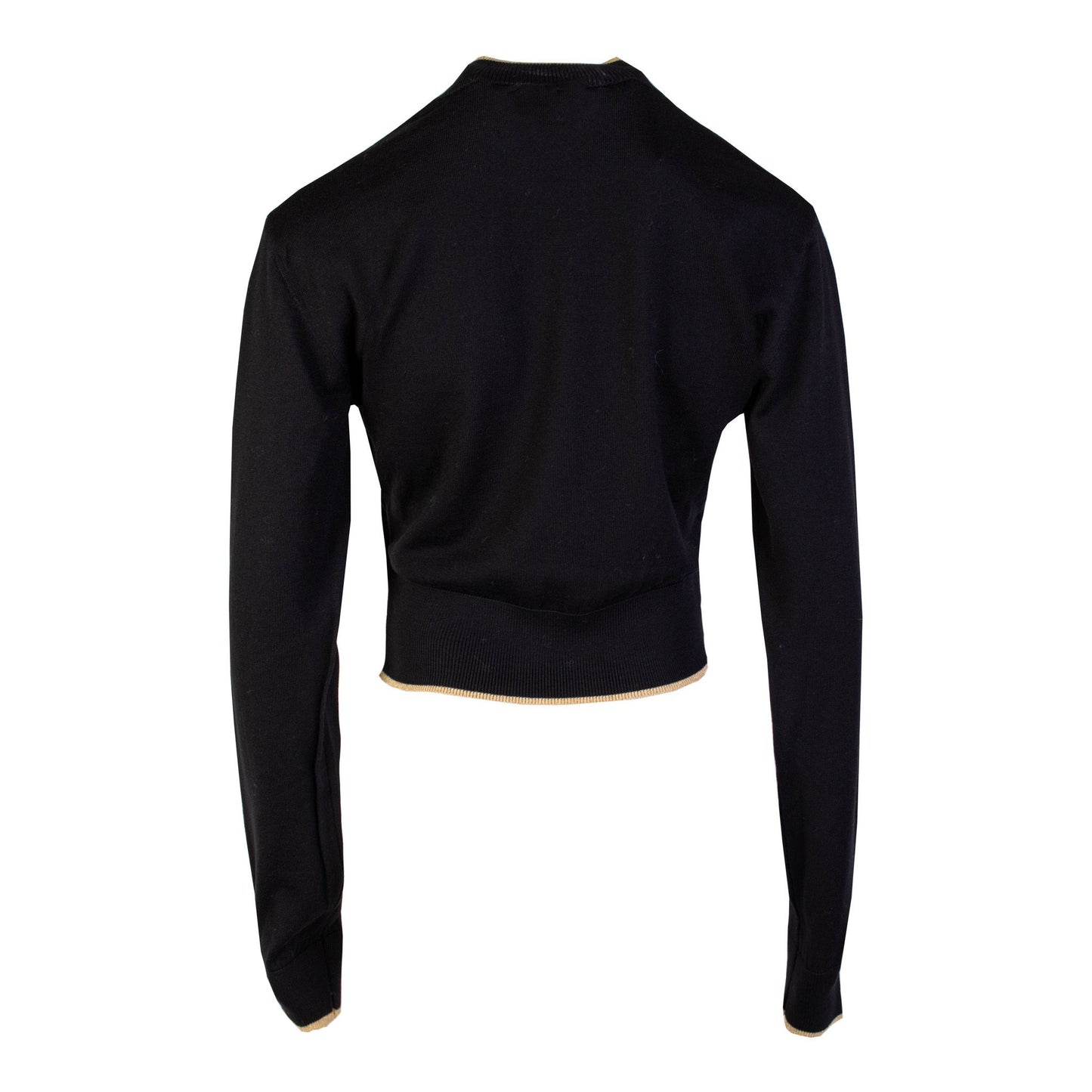 Elegant Slim Fit Black Wool Jumper